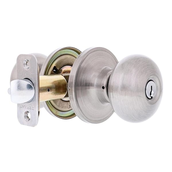 Defiant Round Satin Nickel Keyed Entry Door Knob TFX200B - The