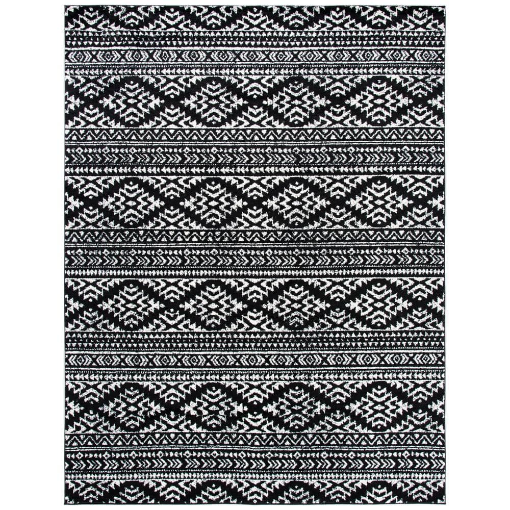Bohemian Bliss Geometric Black & Ivory Synthetic Area Rug - 8' x 10'