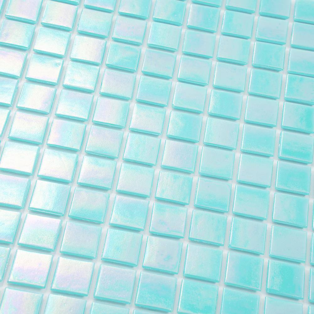 Sky Blue Iridescent Glass Mosaic Wall and Floor Tile
