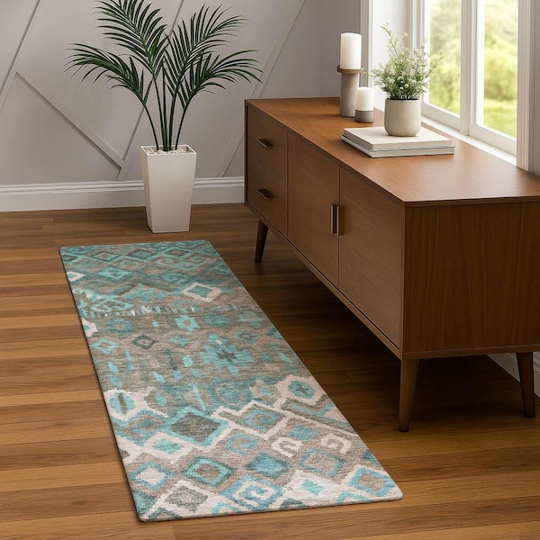 Chantille Machine Washable Indoor/Outdoor Abstract ACN2304 Teal 2 ft. 3 in. x 7 ft. 6 in. Runner Rug