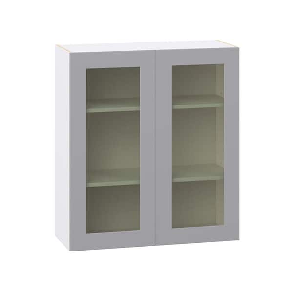 Roseland 36 in. W x 14 in. D x 40 in. H Assembled Shaker Glass Door Specialty Wall Kitchen Cabinet in Slate Gray