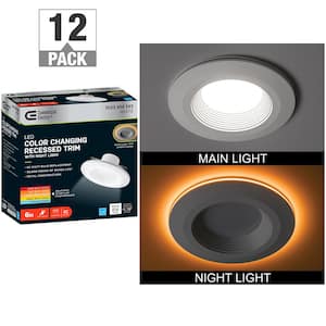 6 in. Adjustable CCT Integrated LED Recessed Light Trim with Night Light 670 Lumens Dimmable Kitchen Bathroom (12-Pack)