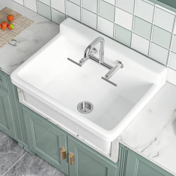 24 in. D x 20 in. W 10 gal. Wall Mount Laundry/Utility Sink in White without Faucet