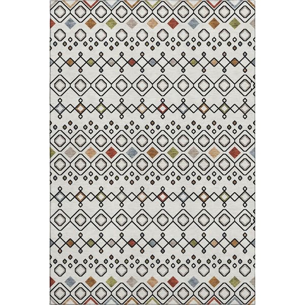 Addison Rugs Mayfield Premium Machine Washable Abstract AMF938 Ivory 8 ft. x 10 ft. Area Rug