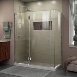 Unidoor-X 60 in. W x 30-3/8 in. D x 72 in. H Frameless Hinged Shower Enclosure in Chrome