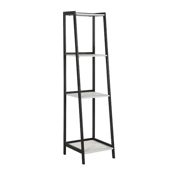 Coaster Pinckard 68.75 in. Grey Stone Herringbone and Black 4-Shelf Ladder Bookcase