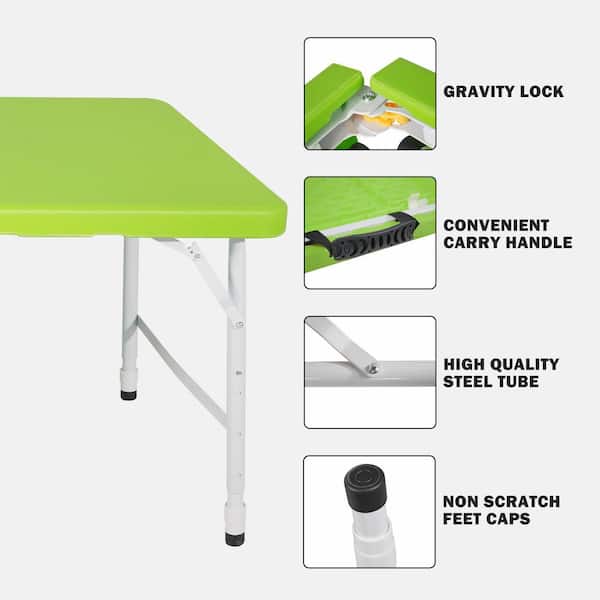 Green Outdoor Portable Folding Foldable Table ZN-2164 - The Home Depot