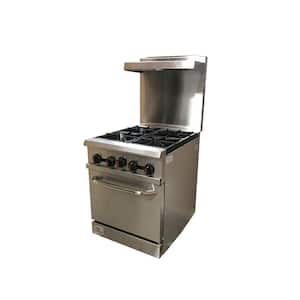 24 in. 2.9 cu. ft. 4 Burner Commercial Gas Range with Oven in Stainless Steel