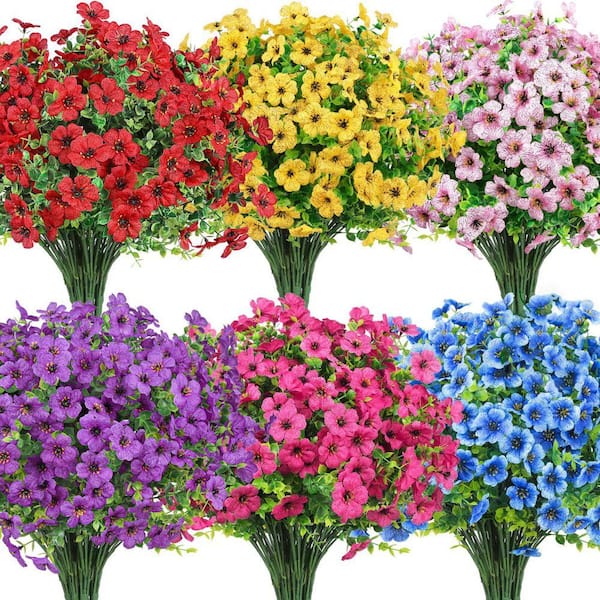 13.8 in. Multi-Colored Indoor/Outdoor Artificial Eucalyptus Flowers UV Resistant, 24 Bundles