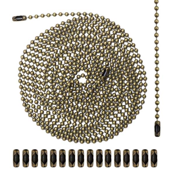 120 in Ceiling Fan and Light Pull Chain Extension with 20 Connectors, 3 mm Bead Ball Metal Chain Bronze
