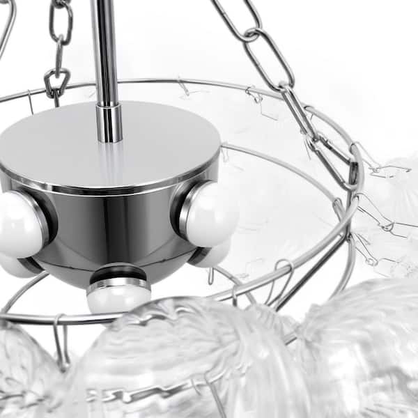 YANSUN 1-Light Nickel Bubble Ball Glass Integrated LED Chandelier