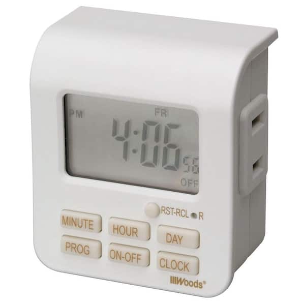 10-Amp 7-Day Indoor Plug-In Lamp and Appliance Single-Outlet Digital Timer, White