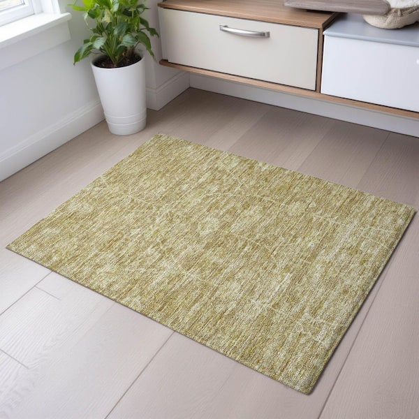 Mayfield Premium Machine Washable Abstract AMF1086 Tan 2 ft. x 3 ft. Area Rug