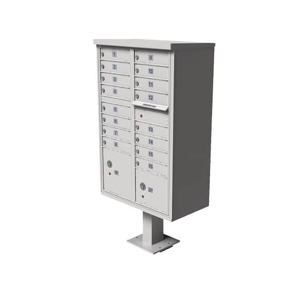 Florence Vital 1570 16-Mailboxes 2-Parcel Lockers 1-Outgoing Pedestal Mount Cluster Box Unit