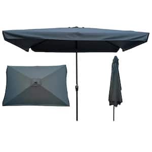 10 ft. Aluminum Market Push Button Waterproof Patio Umbrella in Black