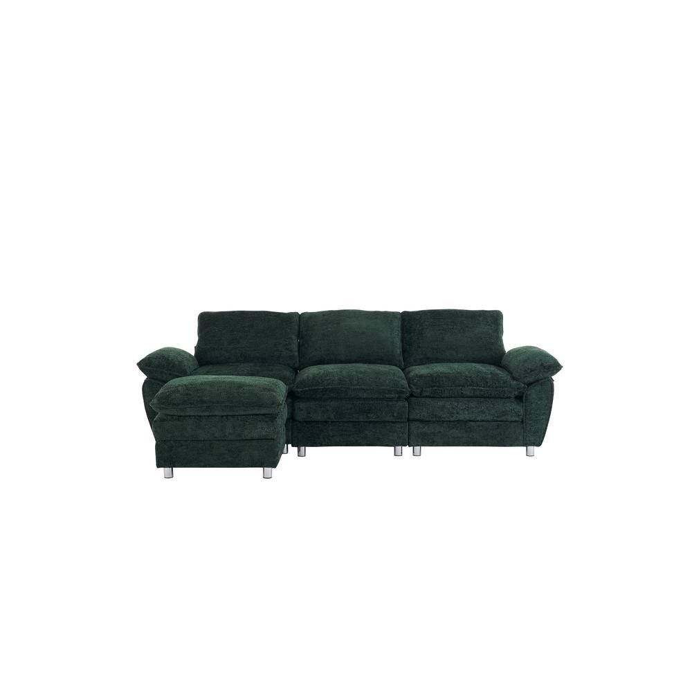 101.6 in Wide Pillow Top Arm Polyester L-Shaped Modern Upholstered Modular Sectional Sofa in Green price history on PriceWatchPro