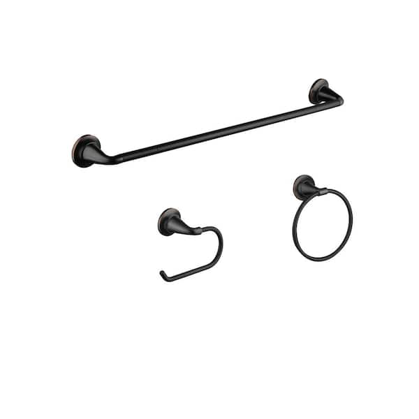 Glacier Bay Constructor 3-Piece Bath Hardware Set includes 24 in. Towel Bar, Towel Ring and TP Holder in Bronze