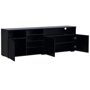 63 in. W Black TV Stand Fits TV's up to 70 in. Modern Functional with Color Changing LED Lights