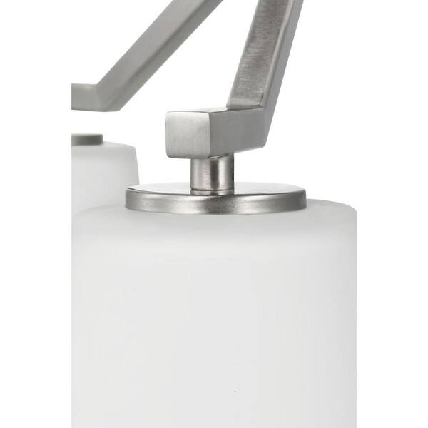 Progress Lighting Vertex Collection 3-Light Brushed Nickel Etched White Contemporary Convertible Chandelier