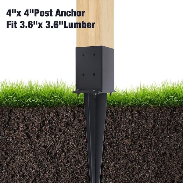 Afoxsos Carbon Steel Black Powder-Coated Sturdy Fence Post Anchor
