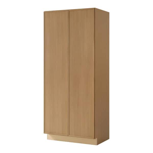 Leyton 36 in. W x 24 in. D x 84 in. H Ready To Assemble Plywood Slim Shaker Wide Pantry Kitchen Cabinet in White Oak