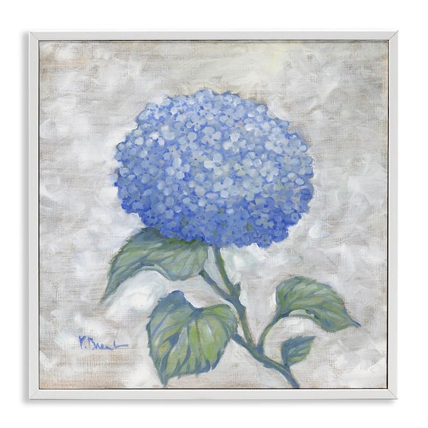 Stupell Industries Round Blue Country Hydrangea by Paul Brent White Framed Nature Giclee Art Print 17 in. x 17 in.