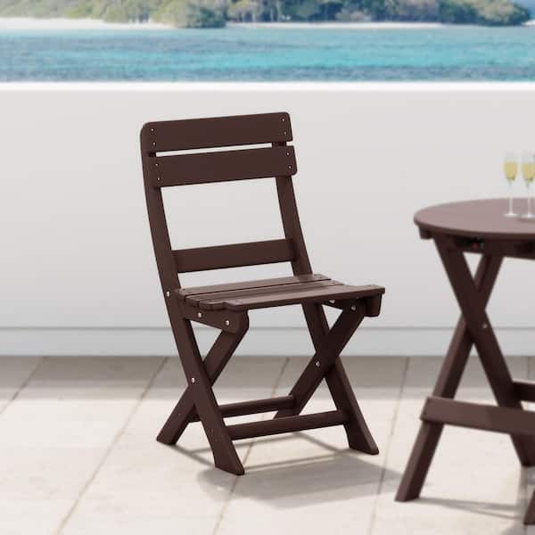 Laguna Outdoor Patio Plastic All Weather Folding Dining Chair in Dark Brown