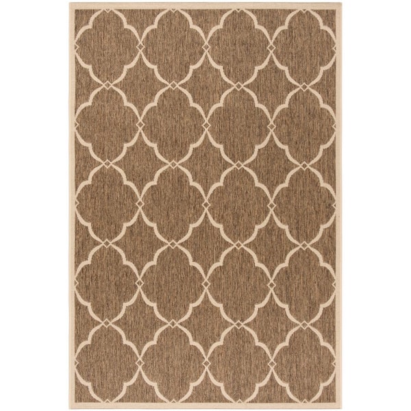 SAFAVIEH Beach House Beige/Cream 7 ft. x 9 ft. Trellis Geometric Indoor/Outdoor Area Rug