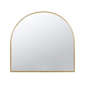 33 in. W x 31 in. H Arched Metal Gold Frame Decorative Wall Mirror