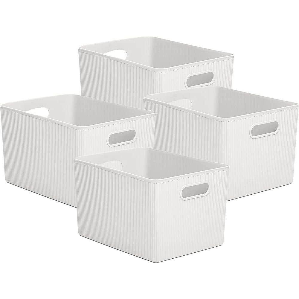 SUPERIO 23 Qt. Plastic Storage Bin, Set of 4, White ONL919-4 - The