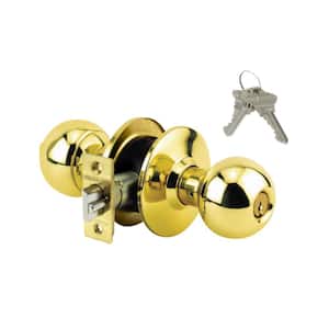Brass Grade 3 Entry Door Knob with 2 SC1 Keys