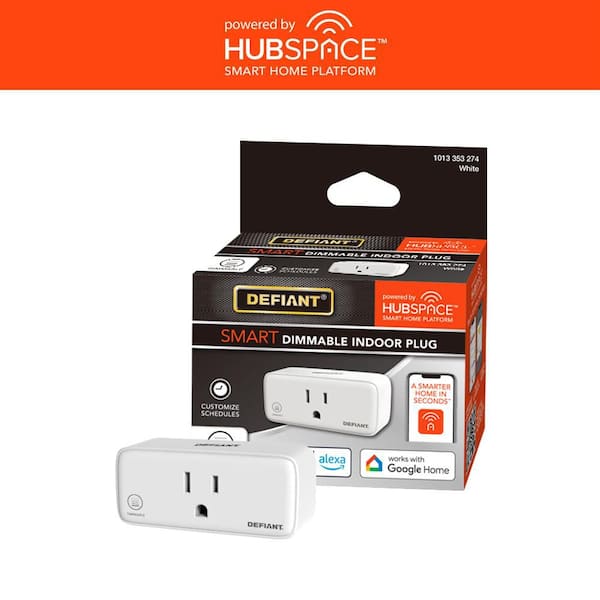 15 Amp 120-Volt Indoor Smart Stackable Dimmer and Timer Wi-Fi Bluetooth Single Plug Outlet Powered by Hubspace (1-Pack)