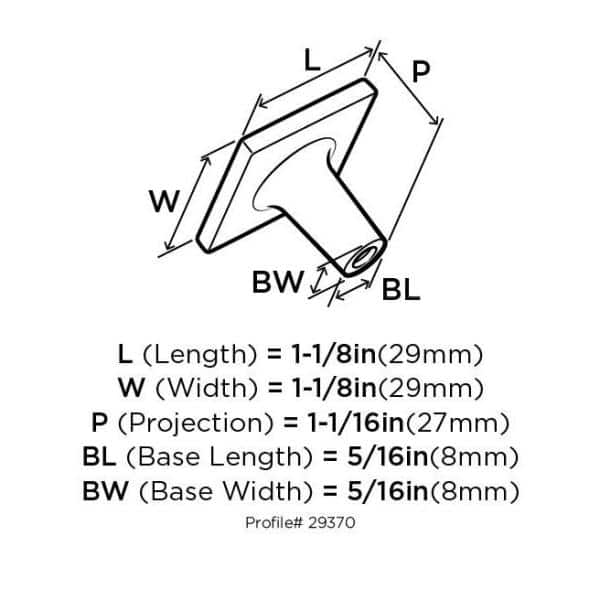 Polished Chrome Square Cabinet Knob with Mounting Hardware