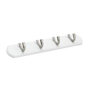 18 in. (457 mm) White and Brushed Nickel Contemporary Hook Rack