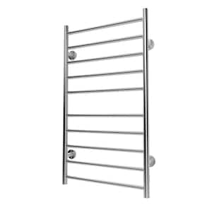 10-Bar Wall-Mount Plug-In and Hardwire Towel Warmer in Brushed Chrome, Fast Heating
