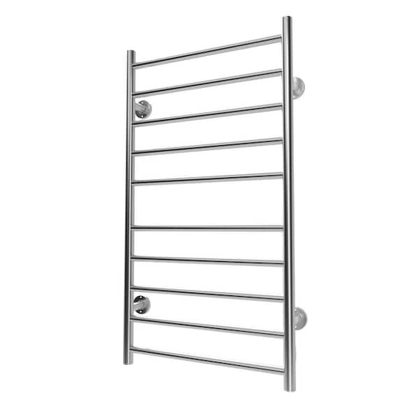 Unbranded 10-Bar Wall-Mount Plug-In and Hardwire Towel Warmer in Brushed Chrome, Fast Heating
