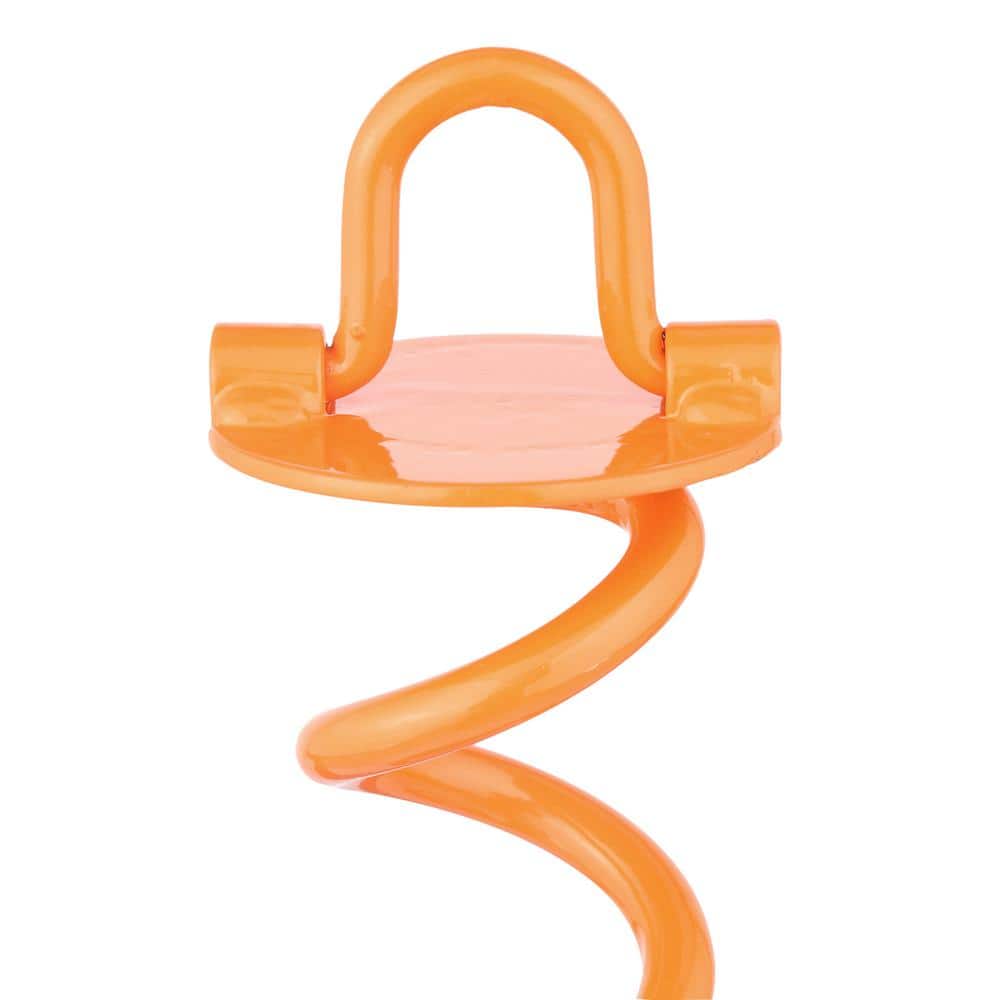 Orange 16-Inch Painted Steel Spiral Ground Anchor