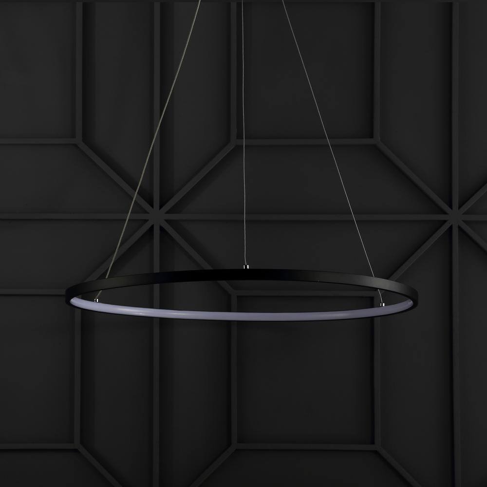 Brice Matte Black 23.75" Integrated LED Modern Drum Pendant