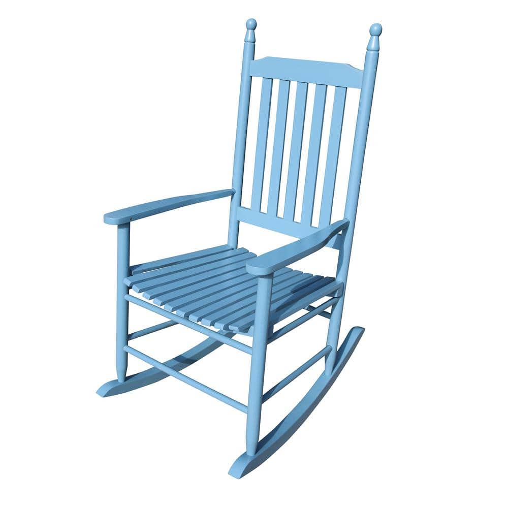 blue wooden rocking chair