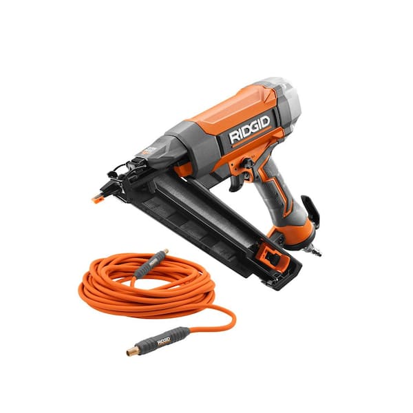 Pneumatic 15-Gauge 2-1/2 in. Angled Finish Nailer with 1/4 in. 50 ft. Lay Flat Air Hose