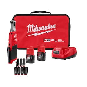 M12 FUEL 12V Cordless High Speed 3/8 in. Ratchet Kit with 3/8 in. Metric Deep Impact Rated Socket Set (8-Piece)