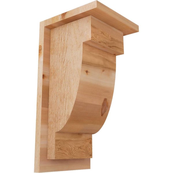 Ekena Millwork 8 in. x 8 in. x 16 in. Western Red Cedar Alpine Rough Sawn Corbel with Backplate