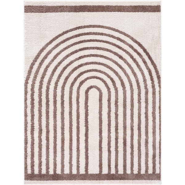 Livabliss Fossay Shag Dark Brown 8 ft. x 10 ft. Modern Indoor Area Rug