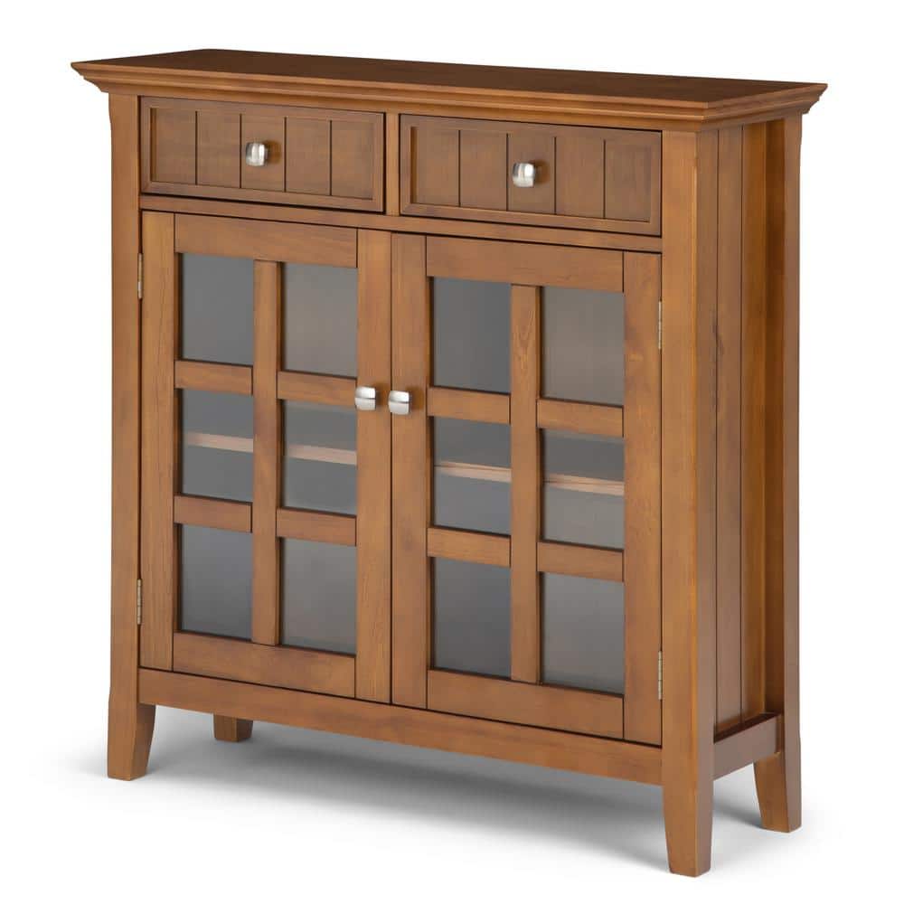 Light Golden Brown Solid Wood Office Storage Cabinet with Adjustable Shelves