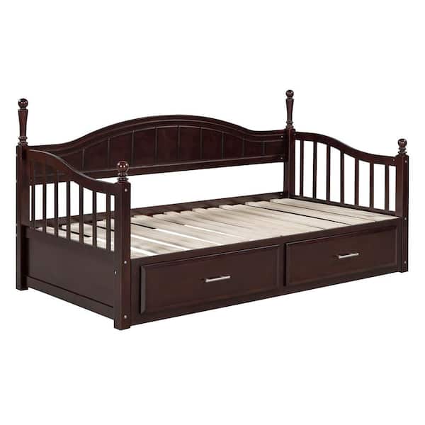 Harper & Bright Designs Convertible Espresso ​Wood Twin Size