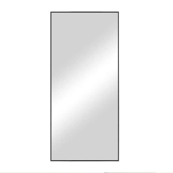 NEUTYPE 47 in. x 22 in. Small Modern Rectangle Framed Black Aluminum Alloy Wall Mounted Decorative Mirror
