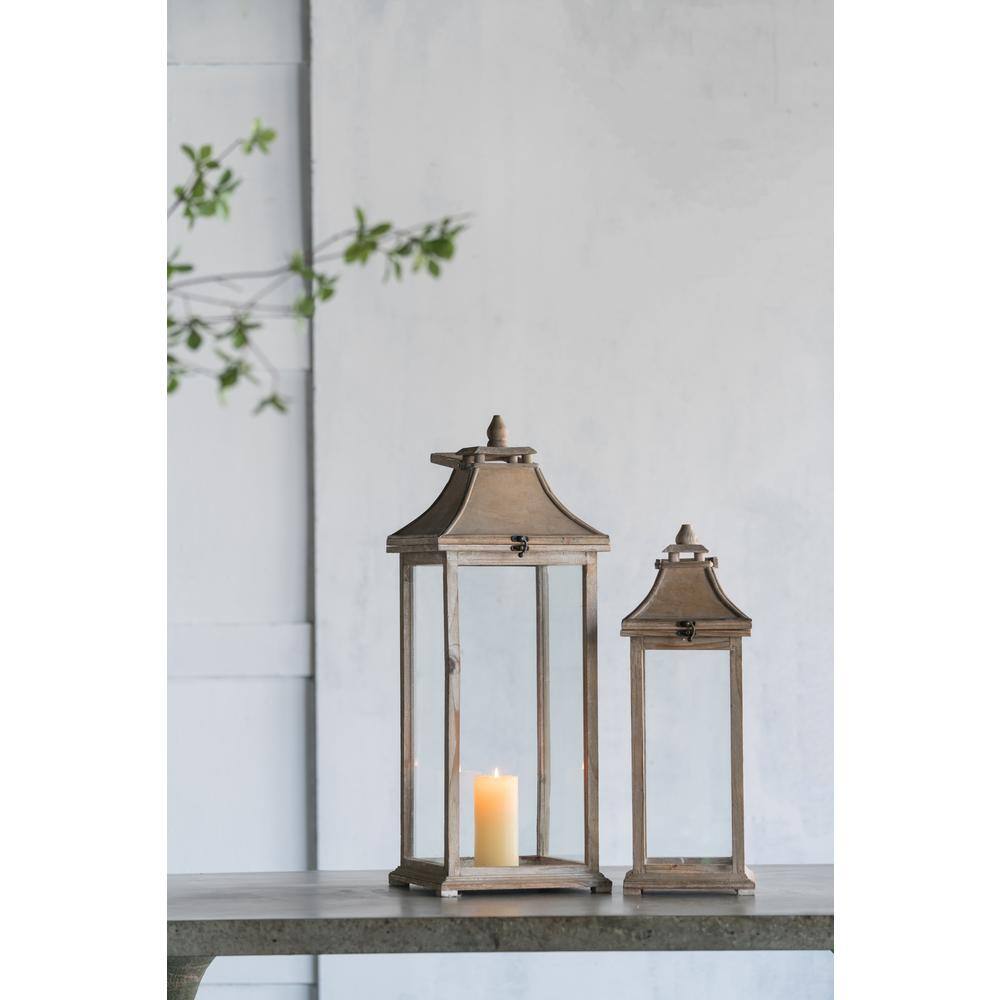 Tall Whitewood Hanging Garden Candle Lanterns, Set of 2