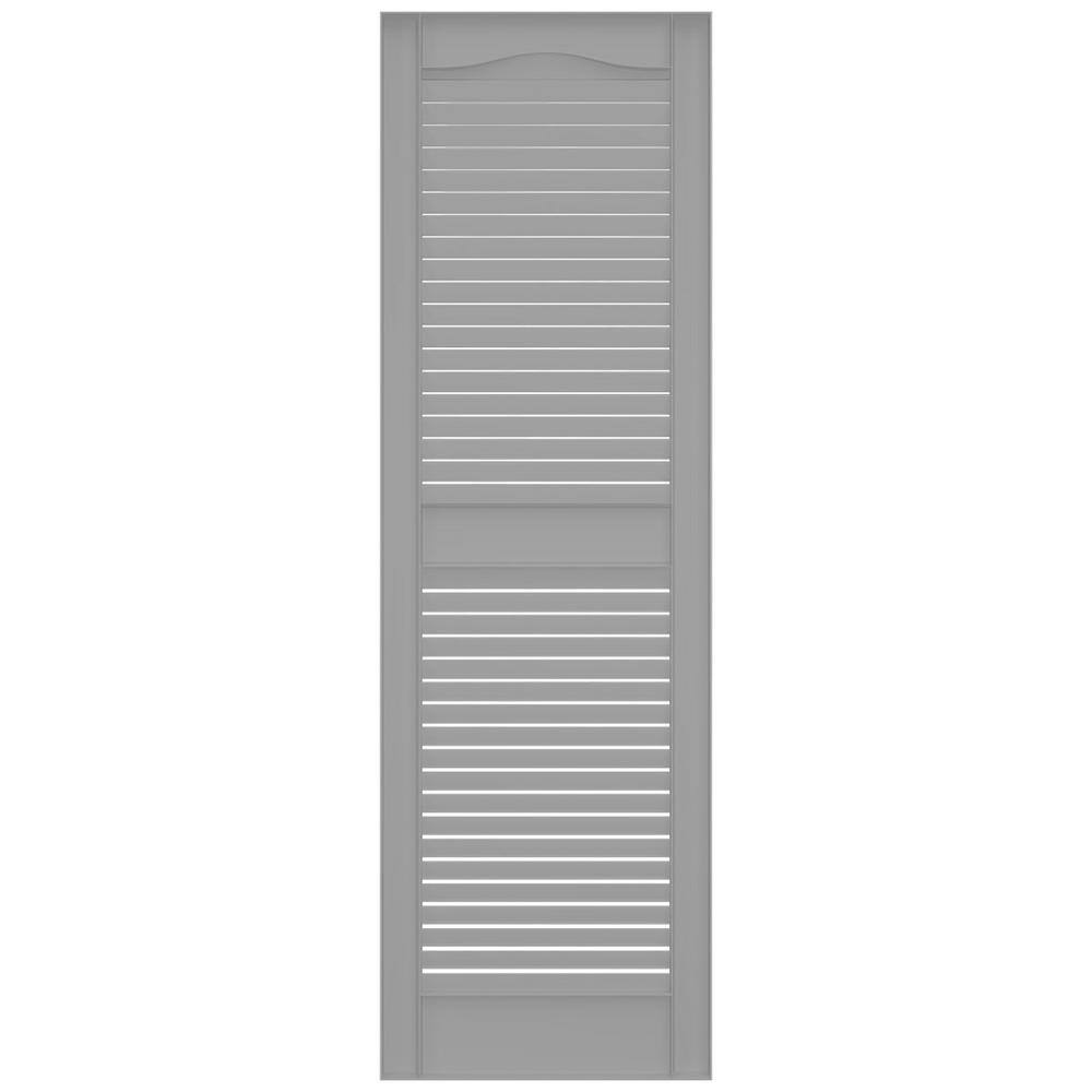 43" Beige Vinyl Louvered Decorative Shutters Pair