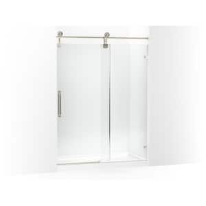 Artifacts 80.875 in. H x 58.25 in. W Frameless Sliding Shower Door with 3/8 in. Thick Glass in Vibrant Polished Nickel