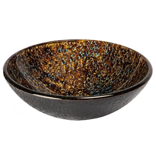 Eden Bath Electric Leopard Glass Vessel Sink in Brown